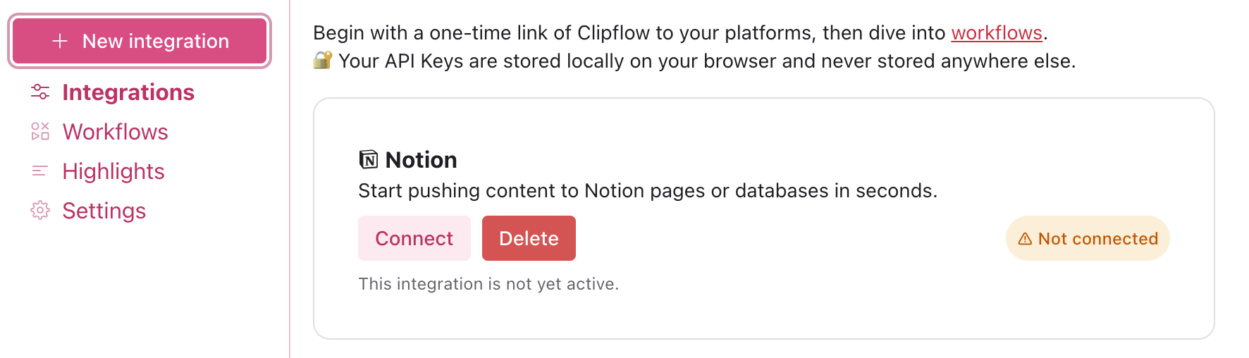 Setting up Notion in Clipflow