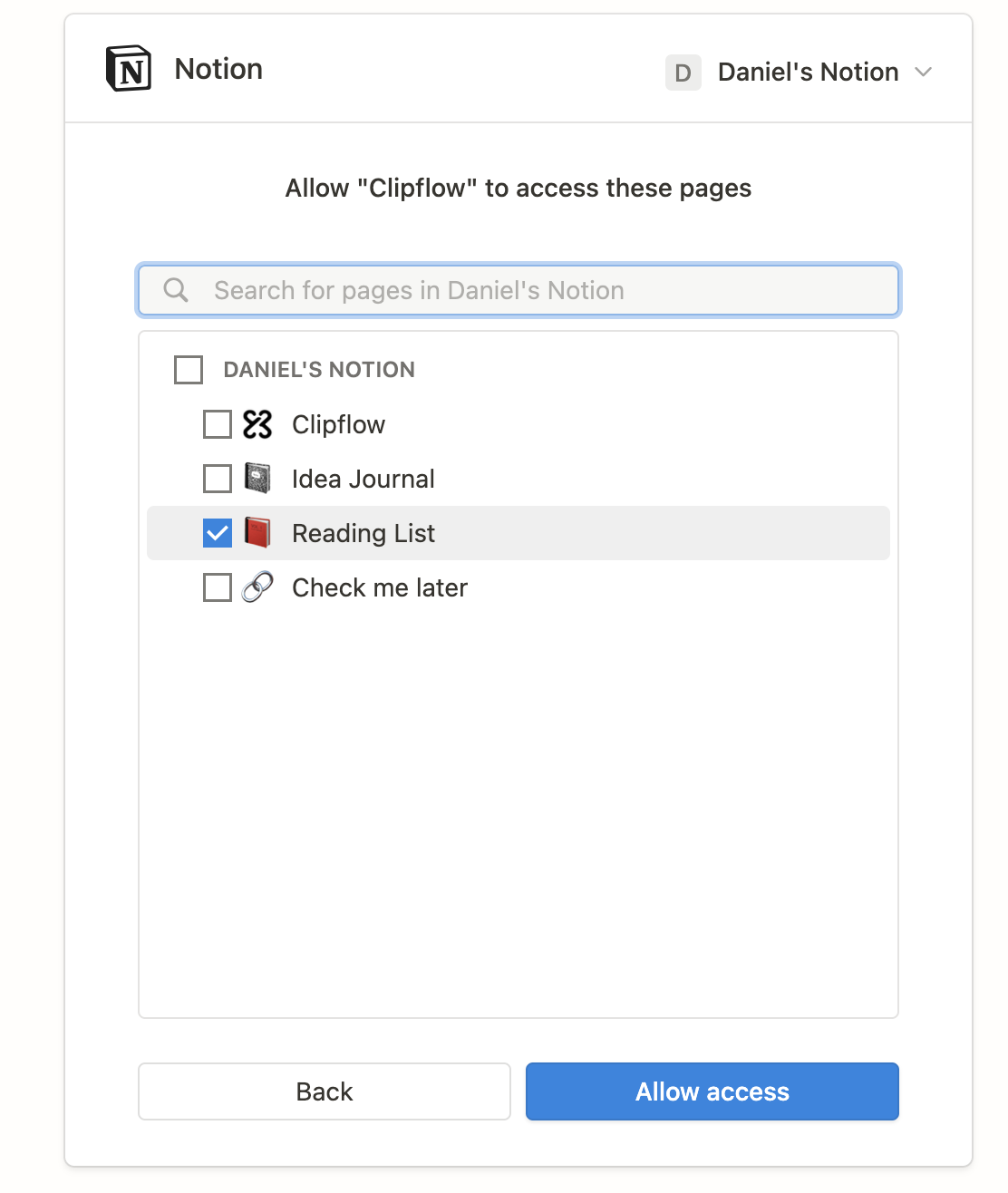 Notion model authorization flow