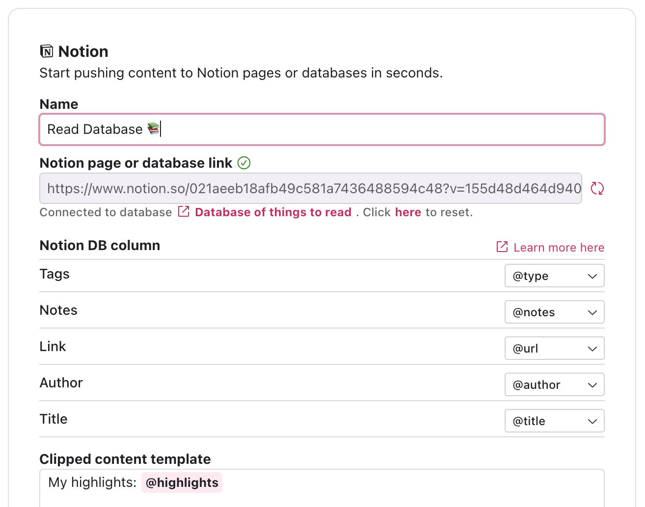 Setting up a workflow with a Notion Database